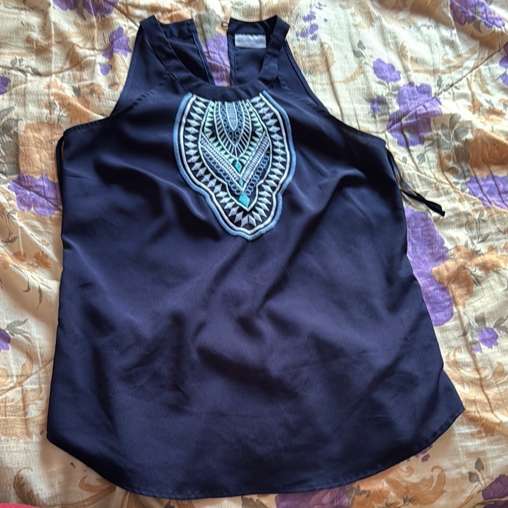 New York & Company Blue Sleeveless Tank Top